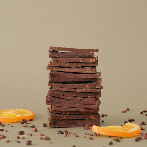 70% Chocolate with crystallized orange peels